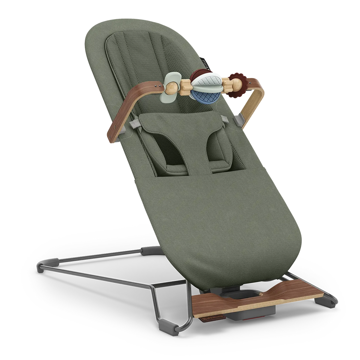 UPPAbaby Mira V2 Mira 3-in-1 Bouncer - Maddie (Green Soft Knit/Grey Frame/Walnut Wood) UPPAbaby