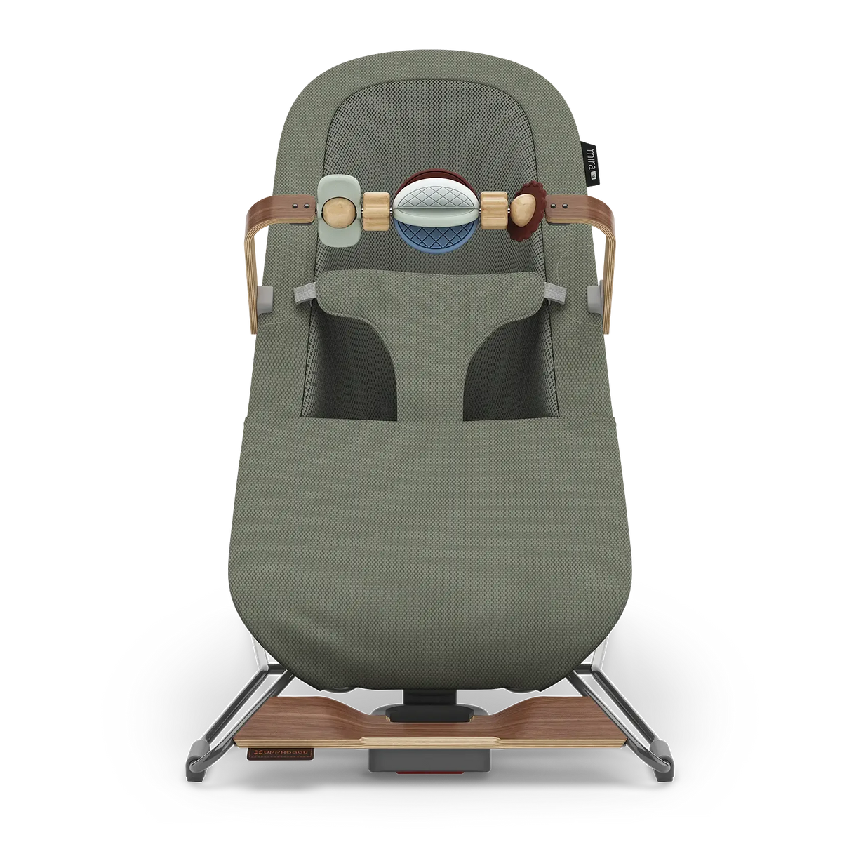 UPPAbaby Mira V2 Mira 3-in-1 Bouncer - Maddie (Green Soft Knit/Grey Frame/Walnut Wood) UPPAbaby