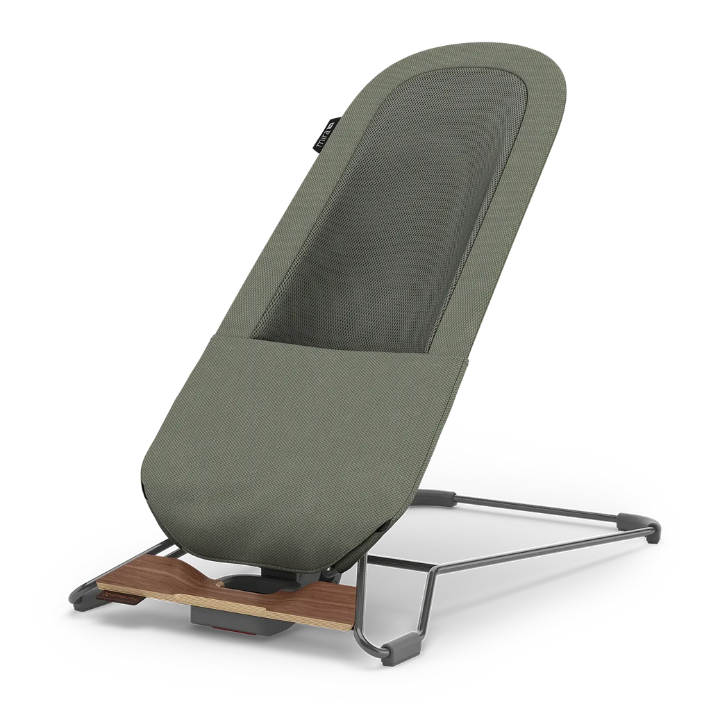 UPPAbaby Mira V2 Mira 3-in-1 Bouncer - Maddie (Green Soft Knit/Grey Frame/Walnut Wood) UPPAbaby