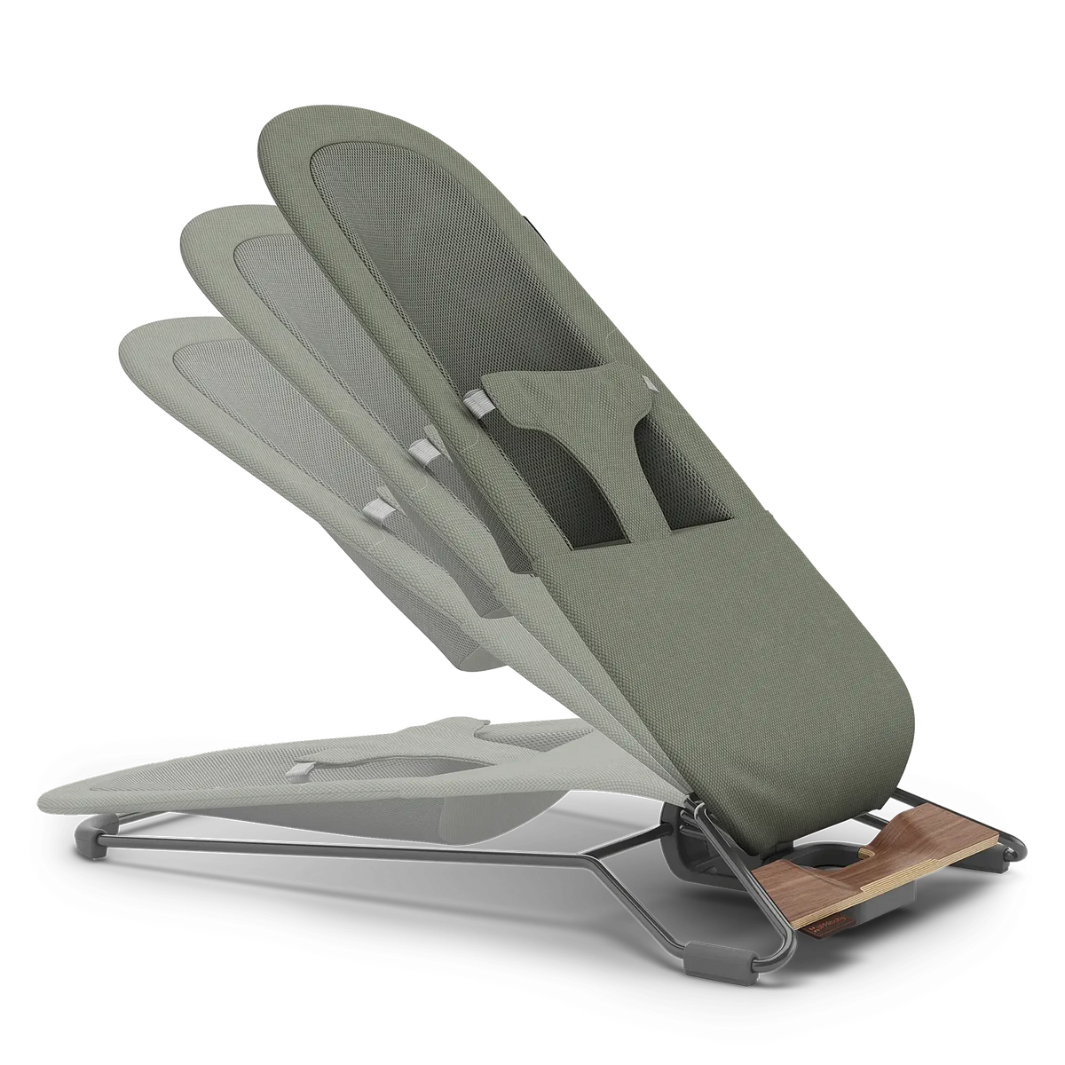UPPAbaby Mira V2 Mira 3-in-1 Bouncer - Maddie (Green Soft Knit/Grey Frame/Walnut Wood) UPPAbaby