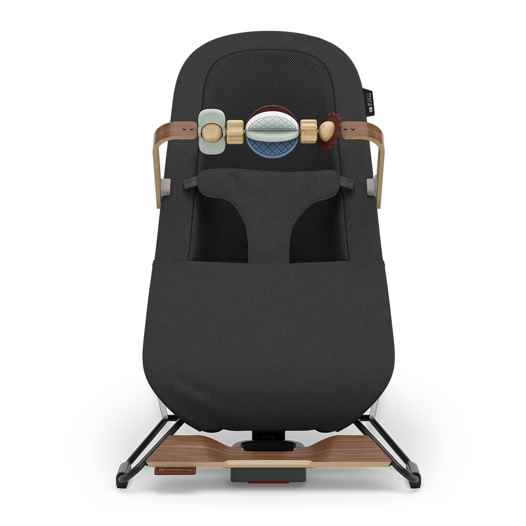 UPPAbaby Mira V2 Mira 3-in-1 Bouncer - Mason (Black Soft Knit/Black Frame/Walnut Wood) UPPAbaby