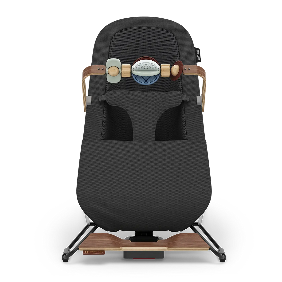 UPPAbaby Mira V2 Mira 3-in-1 Bouncer - Mason (Black Soft Knit/Black Frame/Walnut Wood) UPPAbaby