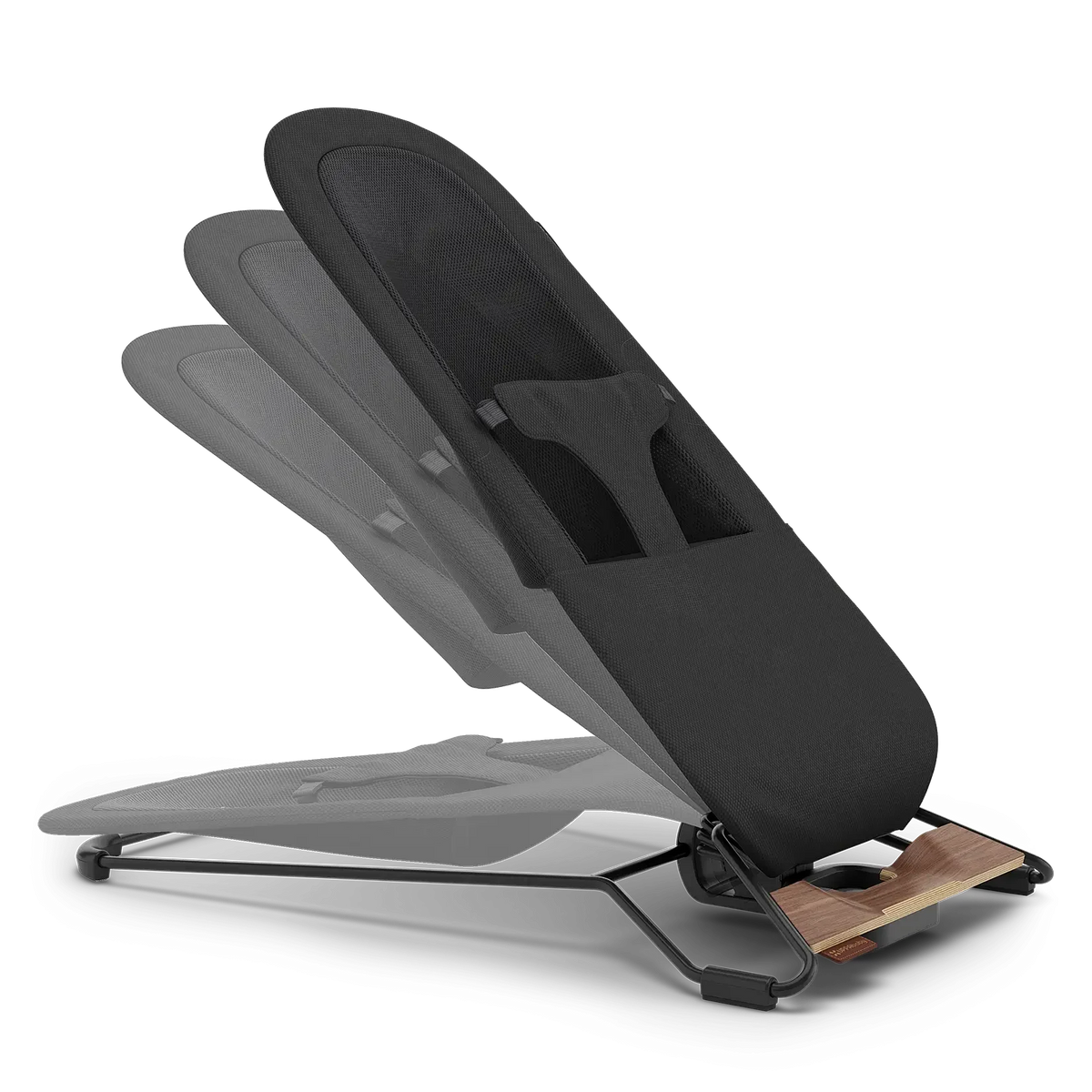 UPPAbaby Mira V2 Mira 3-in-1 Bouncer - Mason (Black Soft Knit/Black Frame/Walnut Wood) UPPAbaby
