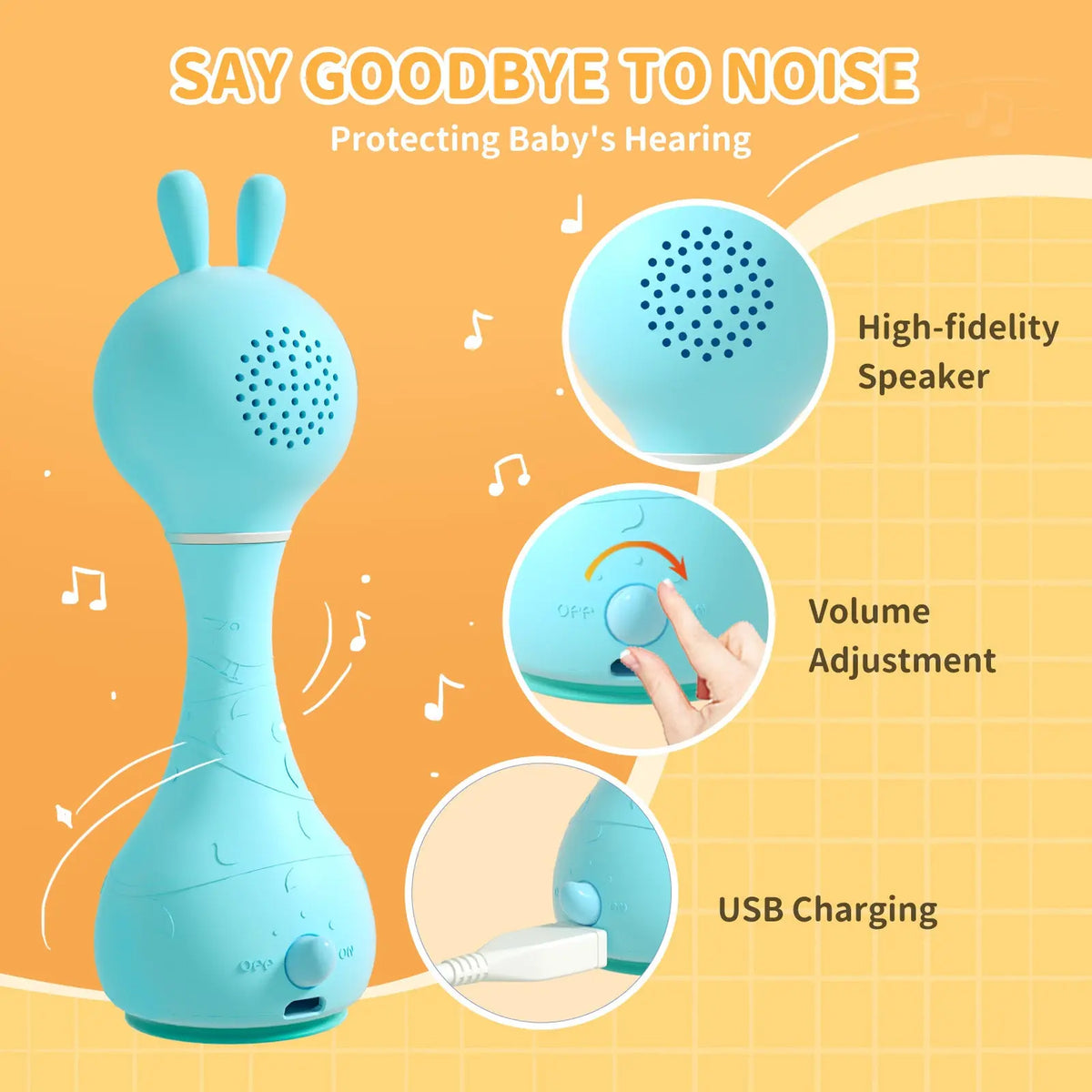 alilo Smarty Bunny Rattle - Blue Alilo
