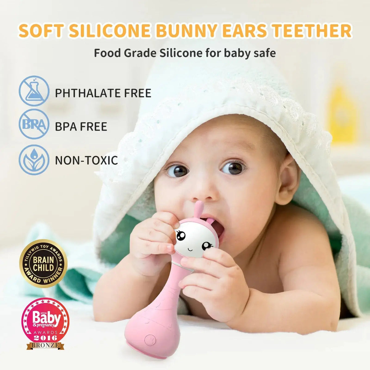 alilo Smarty Bunny Rattle - Pink Alilo