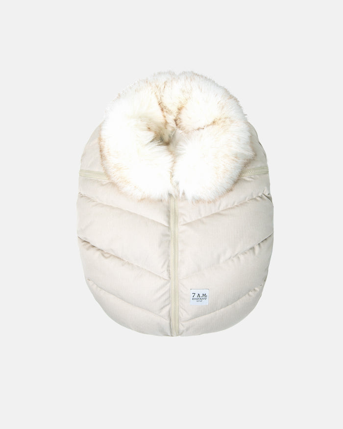 7 AM Car Seat Cocoon - Tundra Heather Biege Faux Fur (0-12M) 7 a.m. Enfant