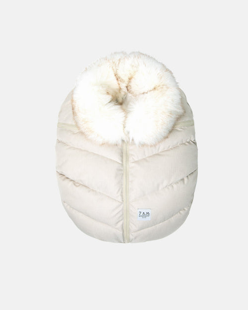 7 AM Car Seat Cocoon - Tundra Heather Biege Faux Fur (0-12M) 7 a.m. Enfant