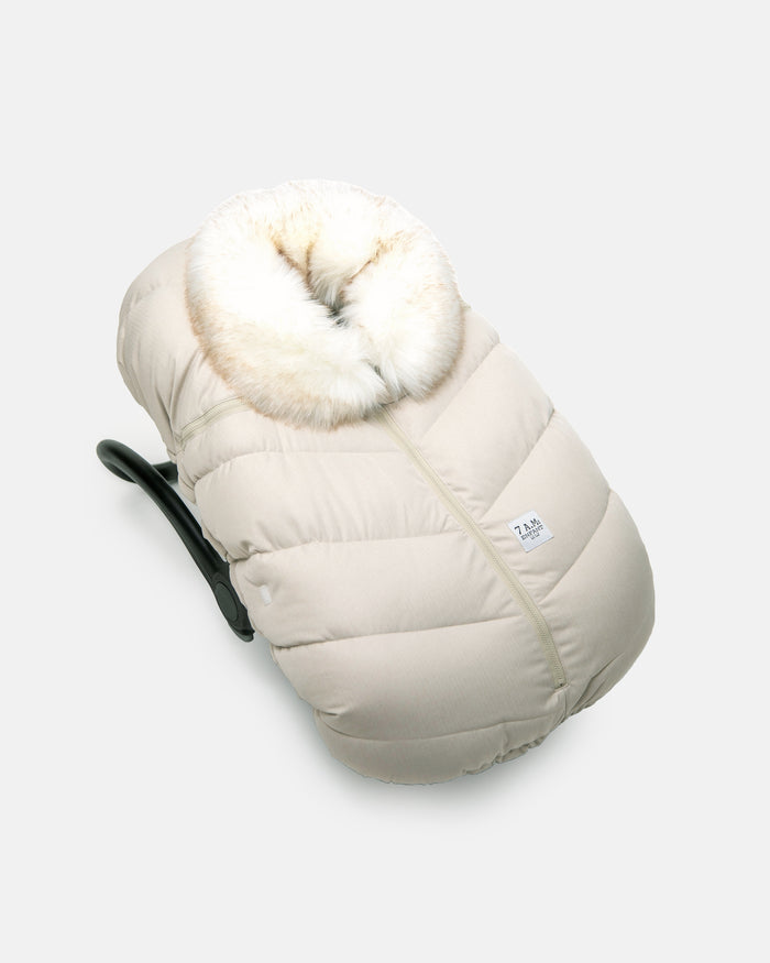 7 AM Car Seat Cocoon - Tundra Heather Biege Faux Fur (0-12M) 7 a.m. Enfant