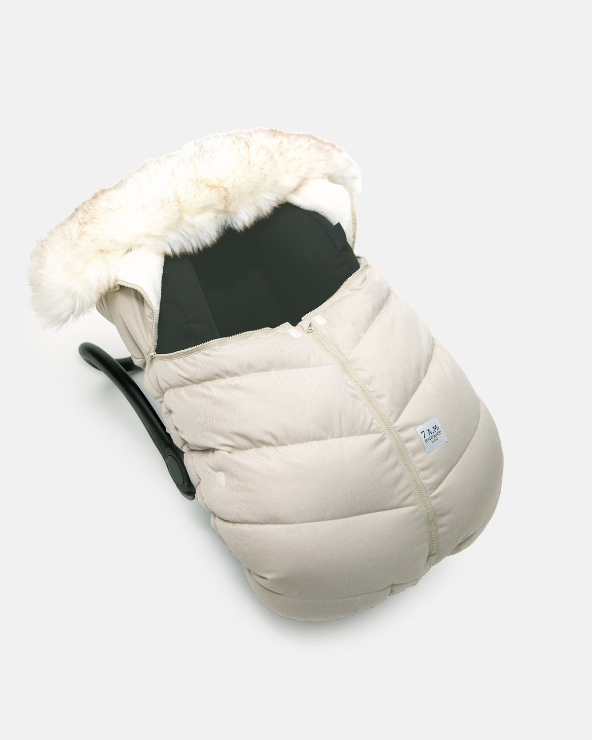 7 AM Car Seat Cocoon - Tundra Heather Biege Faux Fur (0-12M) 7 a.m. Enfant