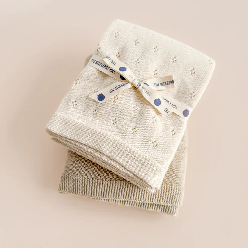 Blueberry Hill Organic Cotton Heirloom Pique Blanket - Cream The Blueberry Hill