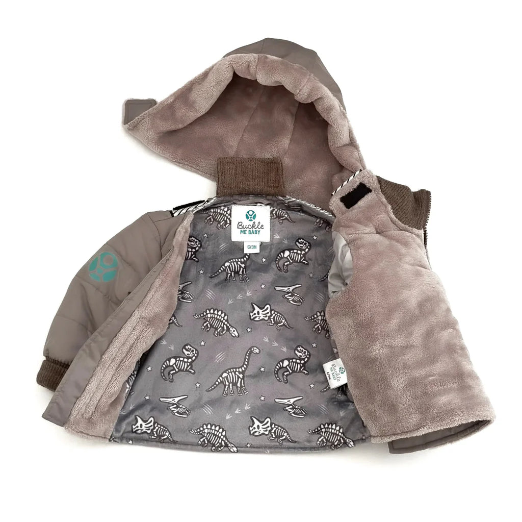 Buckle Me Baby Toastiest Car Seat Coat - Ready to Roar/Grey (24M) Buckle Me Baby