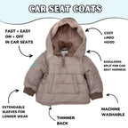 Buckle Me Baby Toastiest Car Seat Coat - Ready to Roar/Grey (24M) Buckle Me Baby