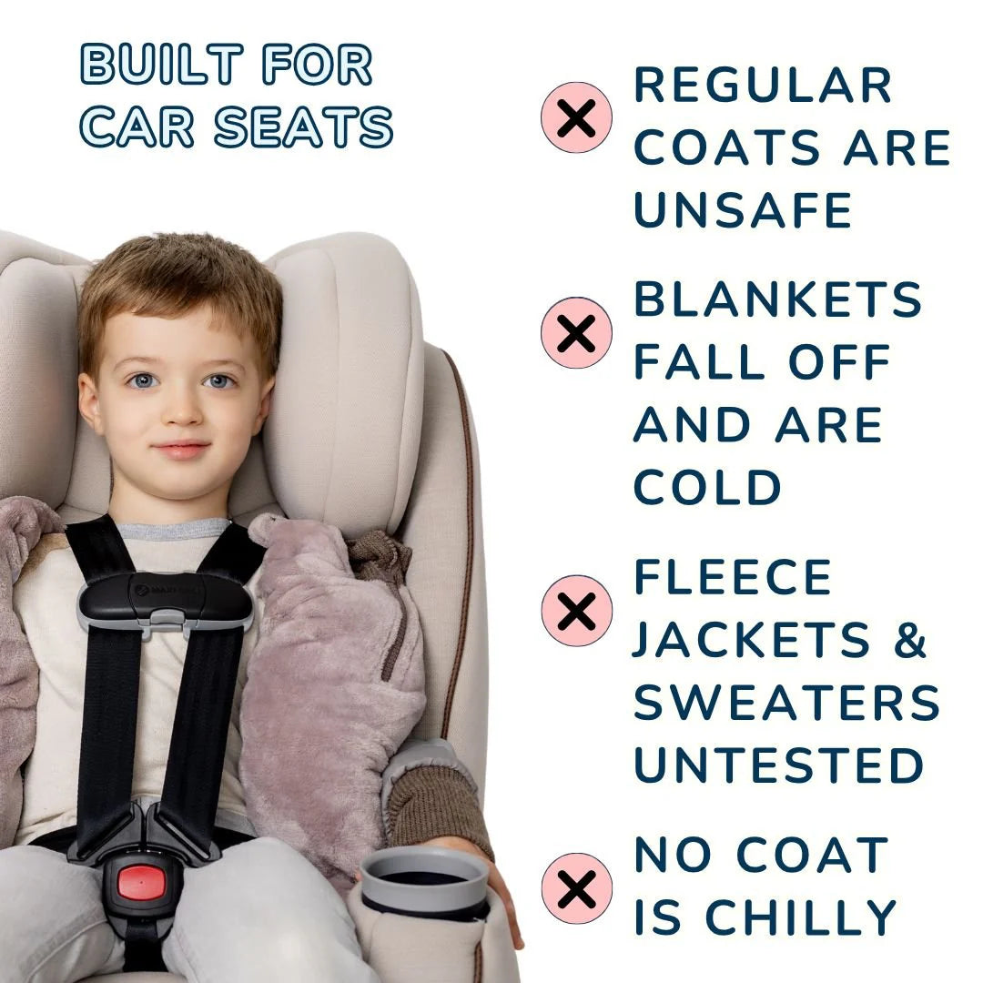 Buckle Me Baby Toastiest Car Seat Coat - Ready to Roar/Grey (24M) Buckle Me Baby