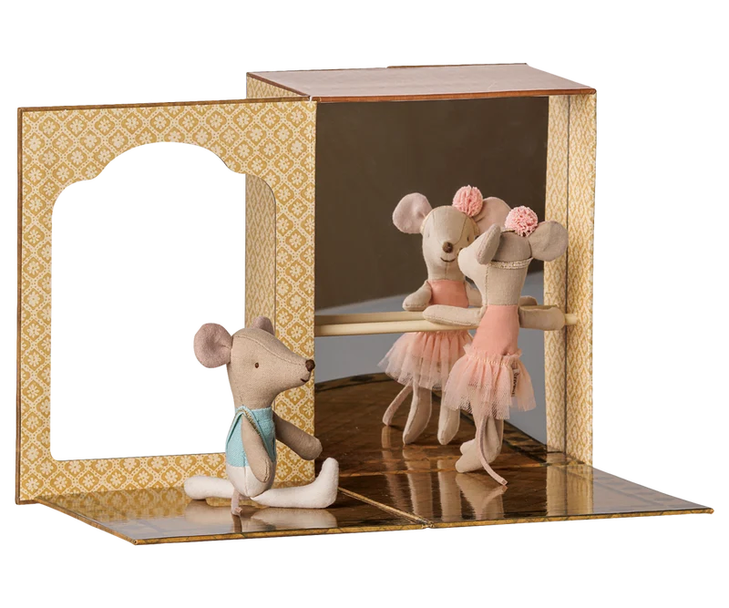 Maileg Ballet Mice in Dance Studio, Little Sister and Brother Maileg