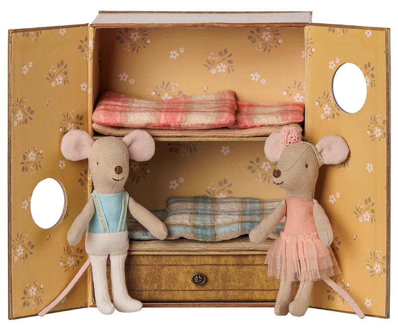 Maileg Ballet Mice in Dance Studio, Little Sister and Brother Maileg