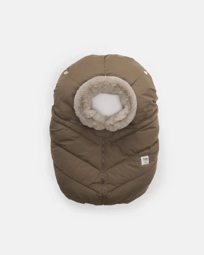 7AM Enfant Car Seat Cocoon Helsinki - Moss Brown Faux Fur (0-12M)