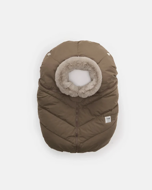 7AM Enfant Car Seat Cocoon Helsinki - Moss Brown Faux Fur (0-12M) 7 a.m. Enfant
