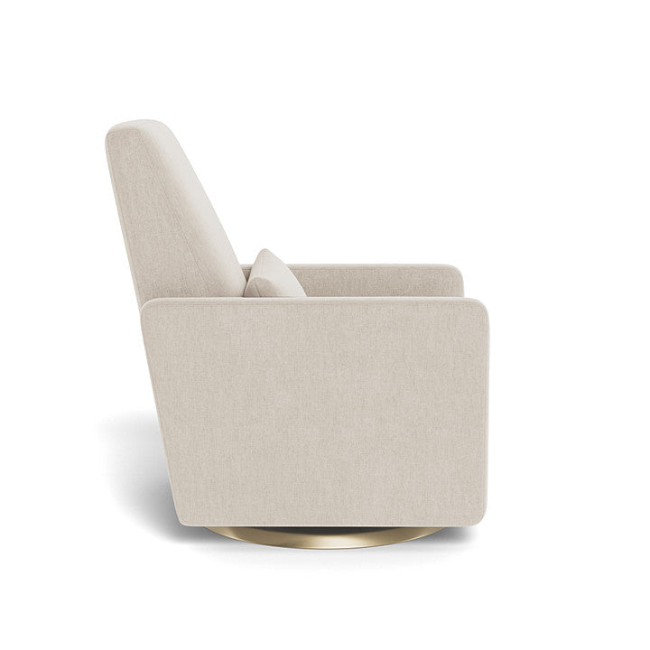 Monte Grano Glider Recliner - Dune Heathered Fabric with Gold Swivel Base Monte