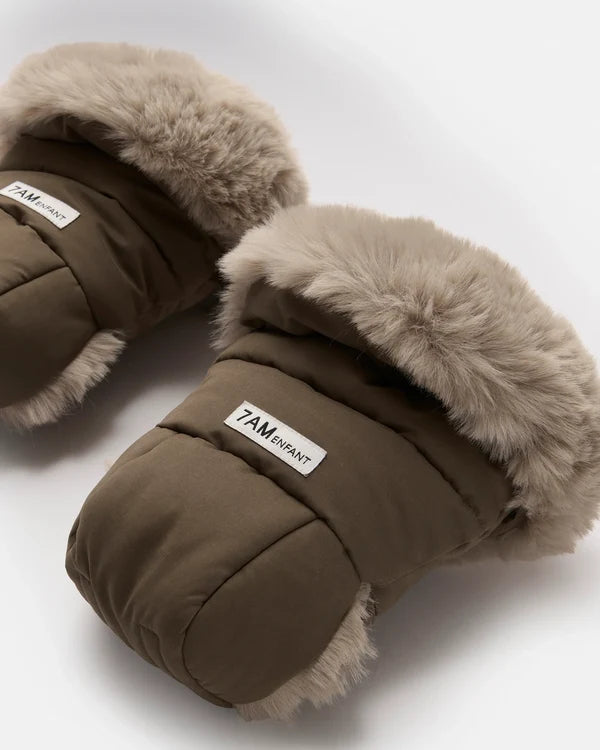 7AM Enfant Warmmuffs Helsinki -  Moss Brown Faux Fur (One Size)