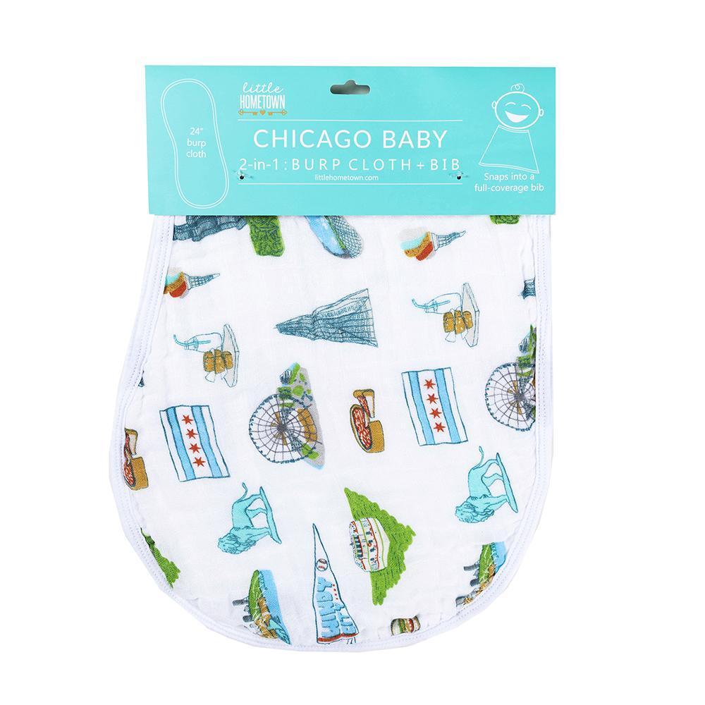 Little Hometown Baby Burp Cloth & Bib Combo: Chicago Baby Little Hometown