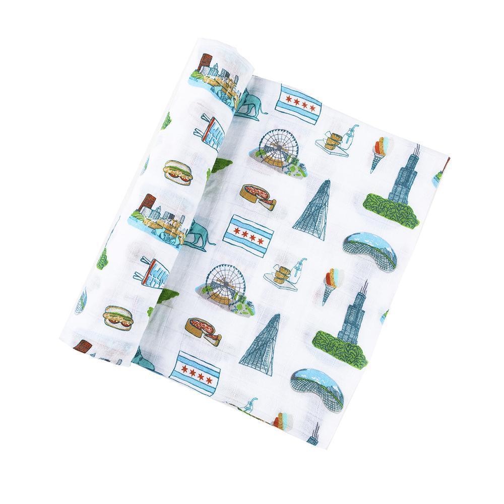 Little Hometown Chicago Baby Muslin Swaddle Blanket Little Hometown