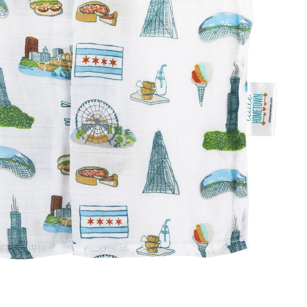Little Hometown Chicago Baby Muslin Swaddle Blanket Little Hometown