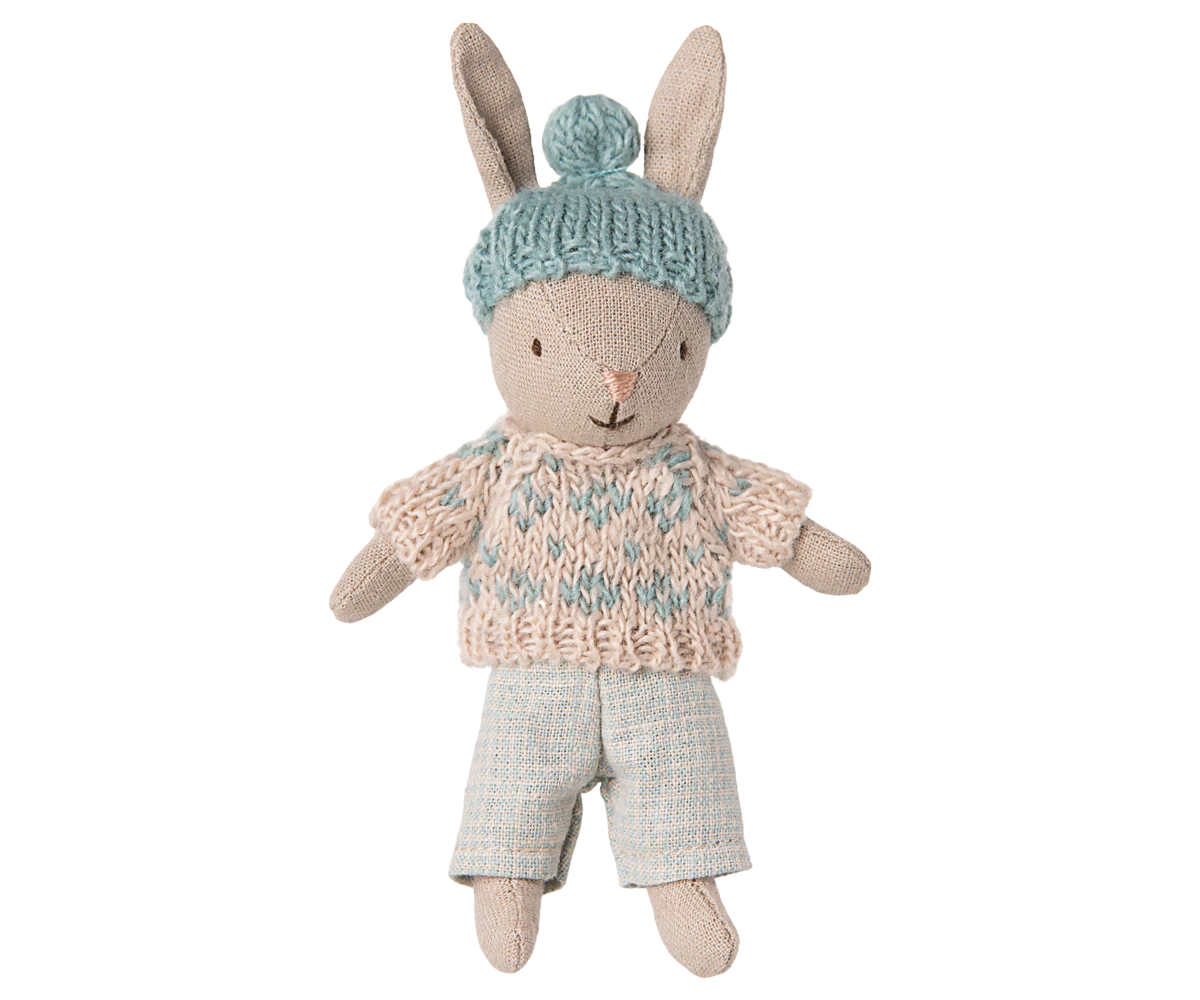 Maileg Winter rabbit, Micro - Sand - Mint Maileg