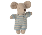 Maileg Baby Mouse in Carry Cot - Blue Maileg