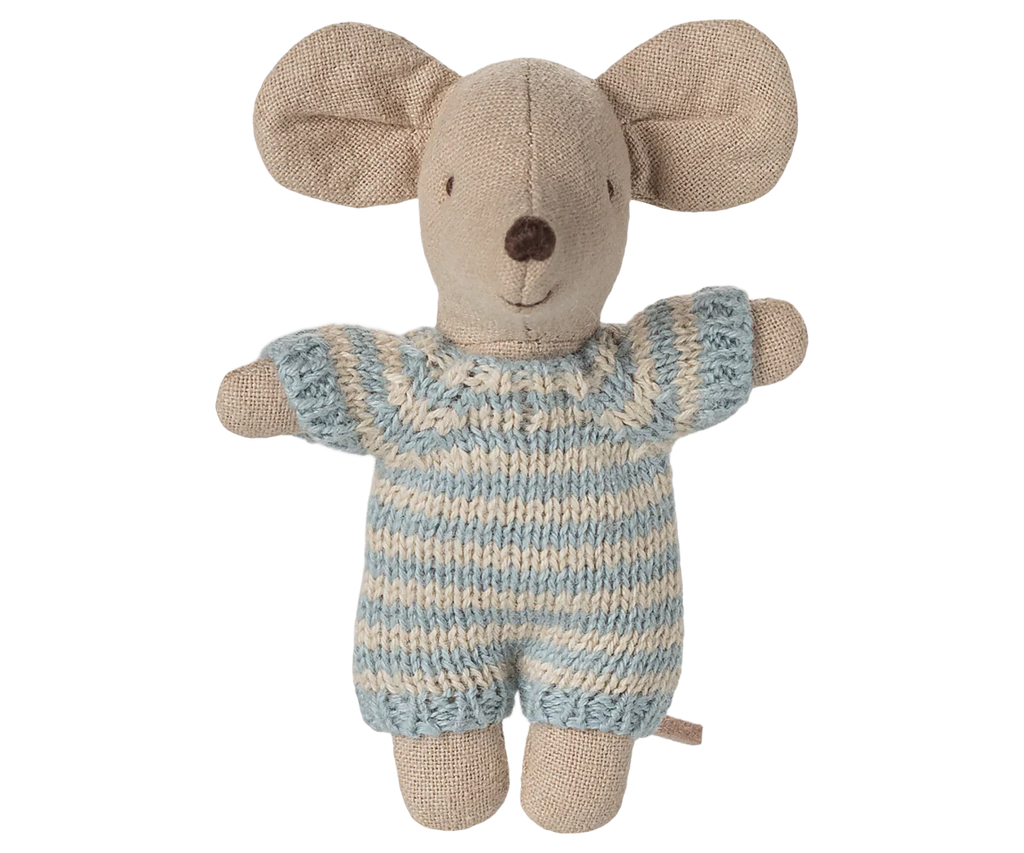 Maileg Baby Mouse in Carry Cot - Blue Maileg