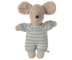 Maileg Baby Mouse in Carry Cot - Blue Maileg