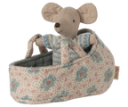Maileg Baby Mouse in Carry Cot - Blue Maileg
