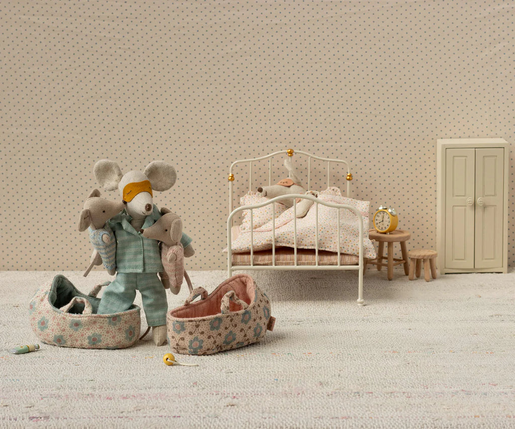 Maileg Baby Mouse in Carry Cot - Blue Maileg