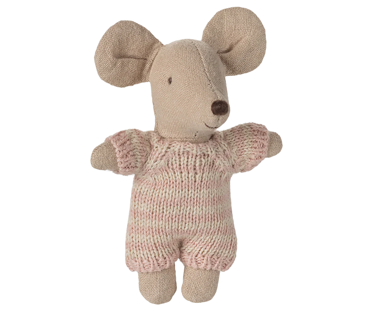 Maileg Baby Mouse in Carry Cot - Rose Maileg