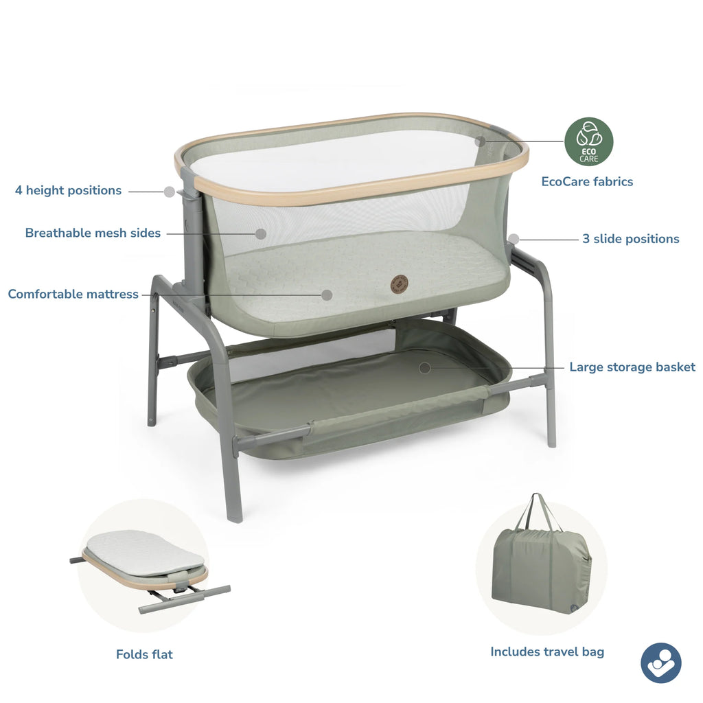 Maxi-Cosi Iora Bedside Bassinet - Classic Oat - EcoCare Maxi-Cosi