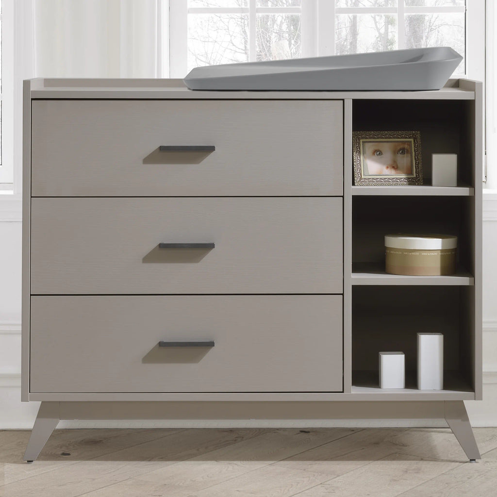 Tulip Juvenile Sissi Convertible Crib With 3 Drawer Dresser Set - Greige (Wood Grain) Tulip Juvenile