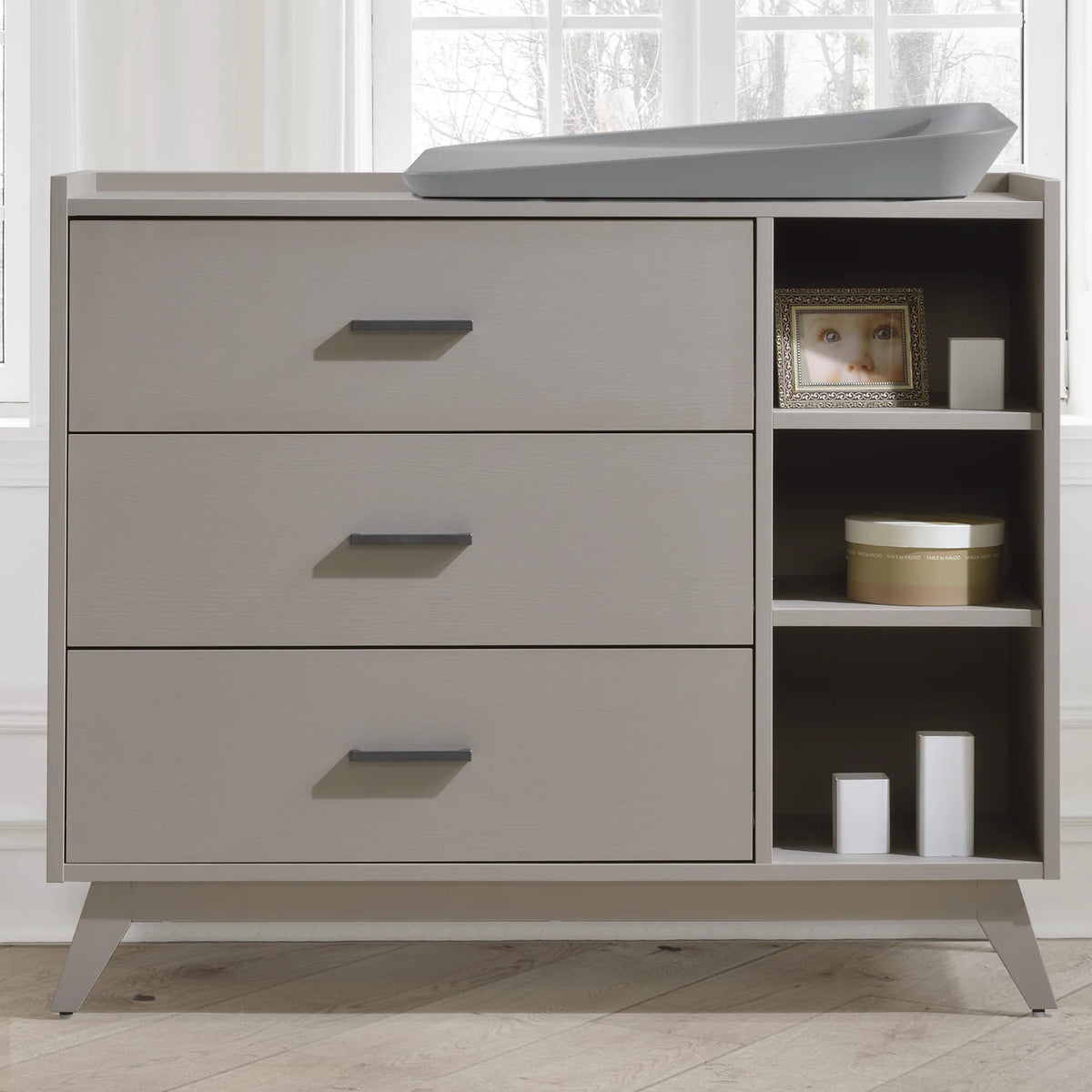 Tulip Juvenile Sissi Convertible Crib With 3 Drawer Dresser Set - Greige (Wood Grain) Tulip Juvenile