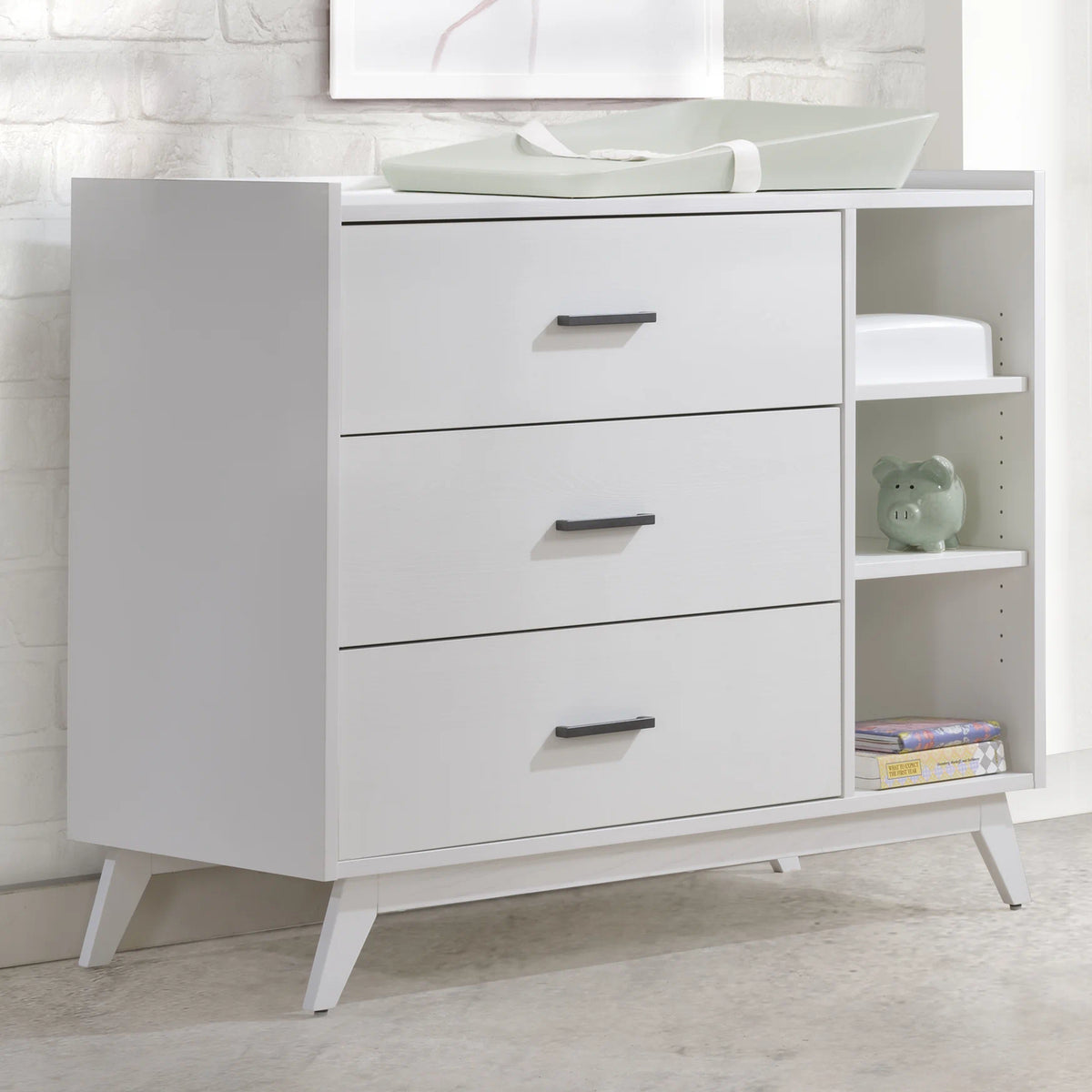 Tulip Juvenile Sissi Convertible Crib and 3 Drawer Dresser Set - White (Wood Grain) Tulip Juvenile