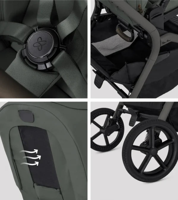 Silver Cross Breez Stroller and Bassinet Bundle - Pewter Silver Cross