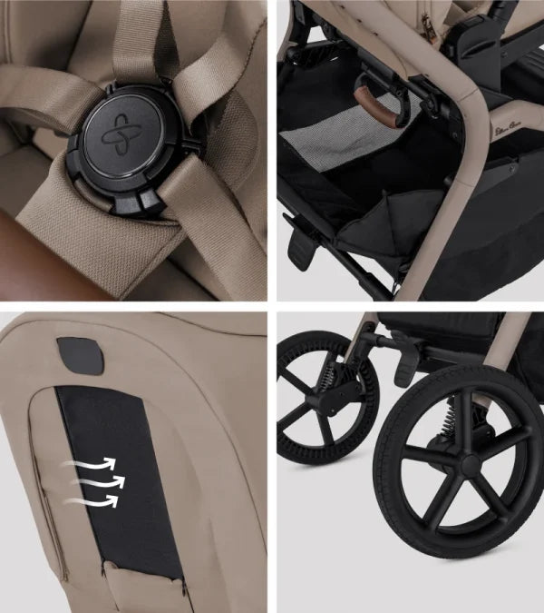 Silver Cross Breez Stroller and Bassinet Bundle - Champagne Silver Cross