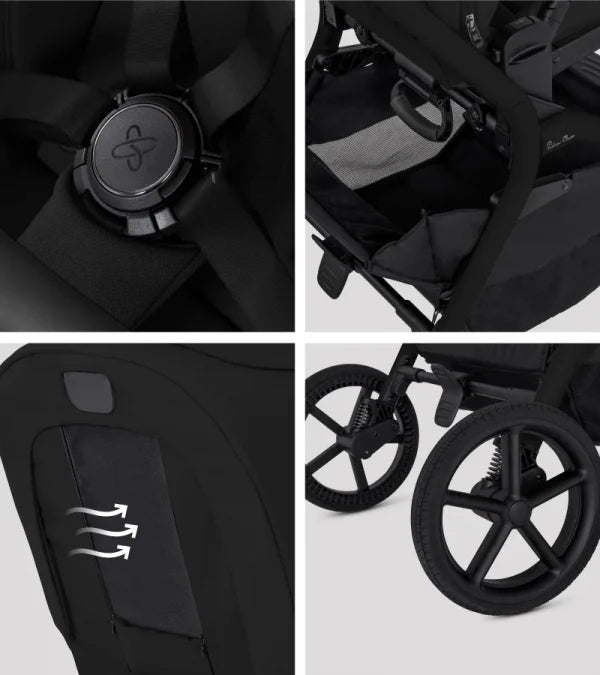 Silver Cross Breez Stroller and Bassinet Bundle - Onyx Silver Cross