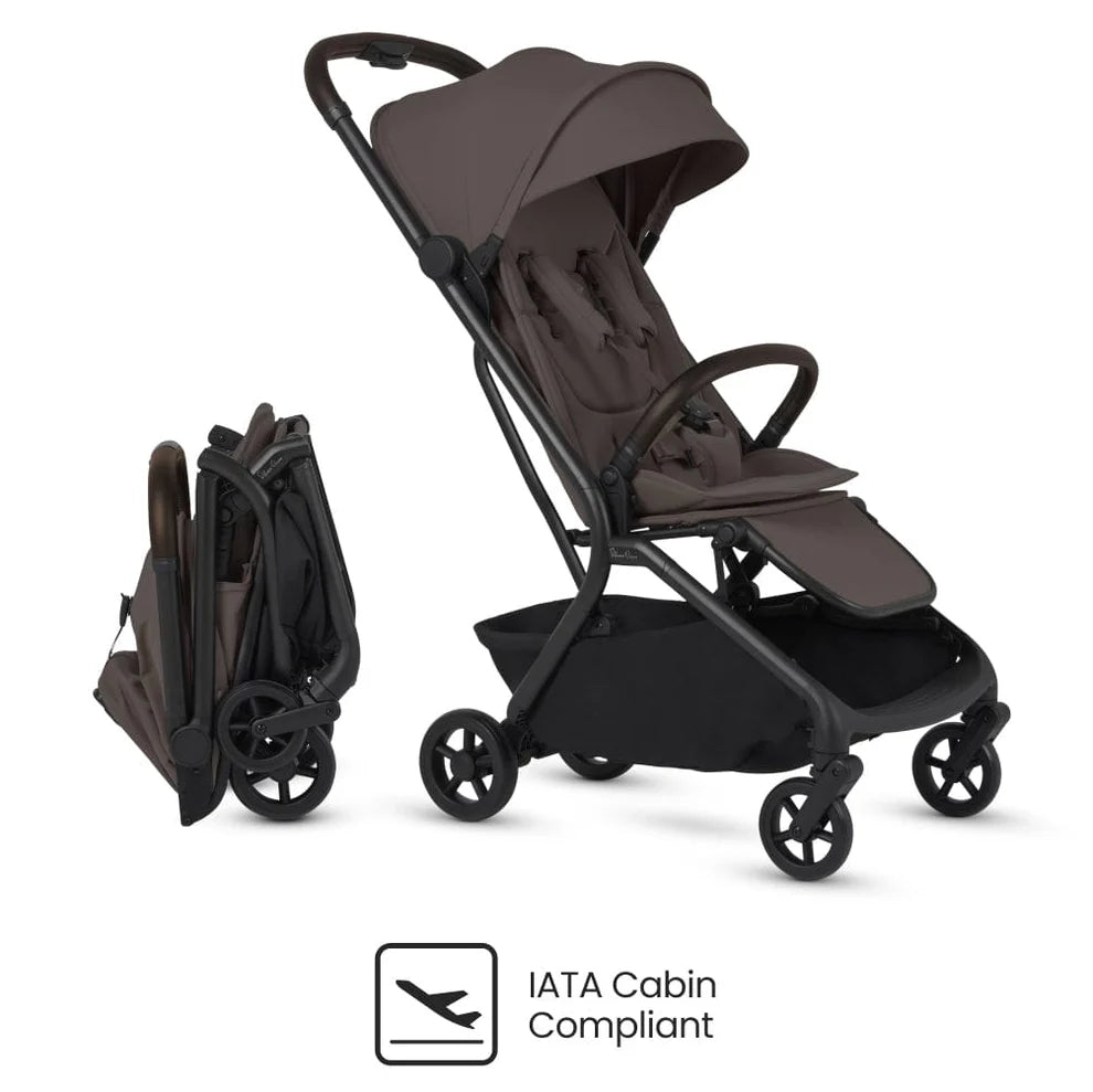 Silver Cross Nia Compact Travel Stroller + Bassinet Bundle - Chocolate (Ships Late May/Early June) Silver Cross