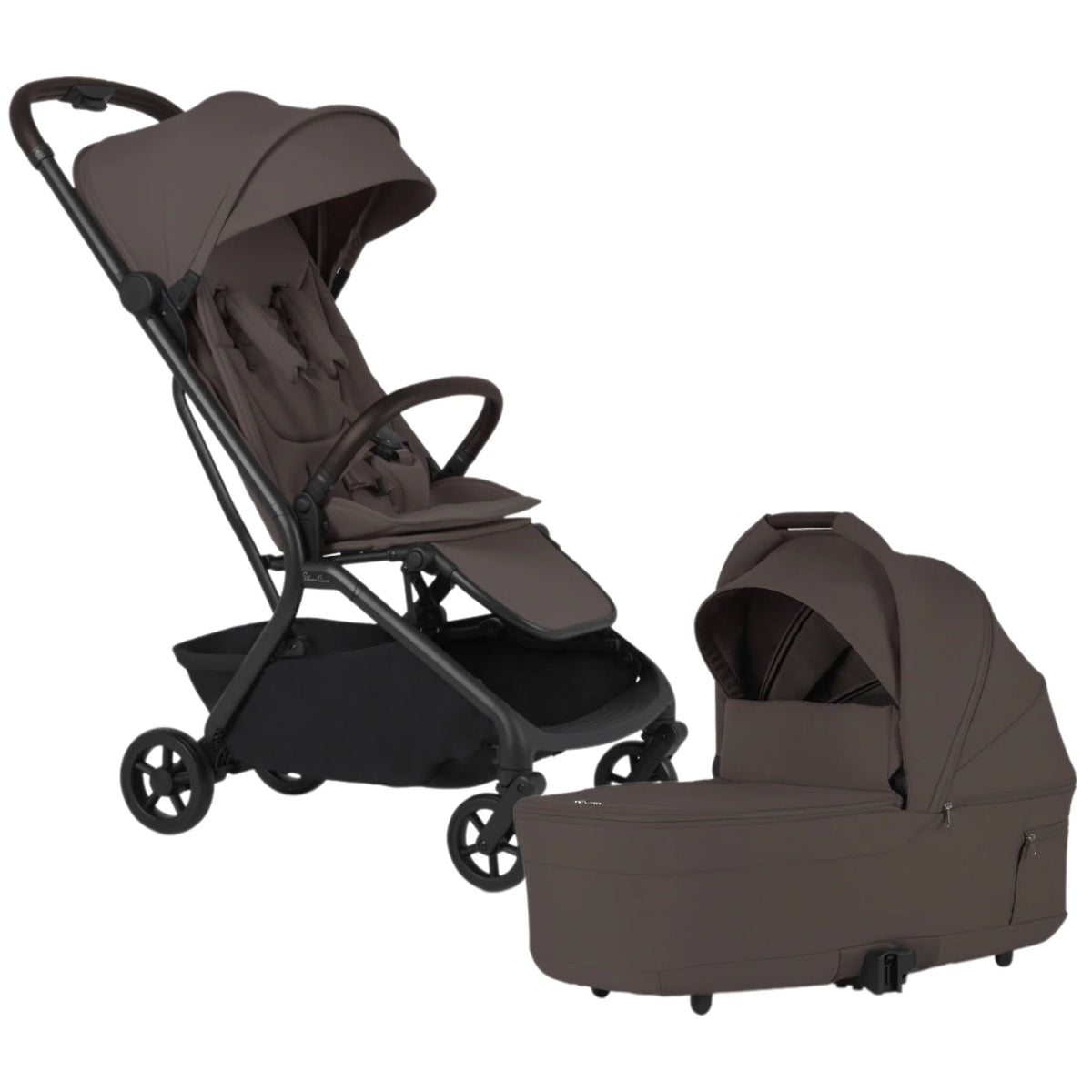 Silver Cross Nia Compact Travel Stroller + Bassinet Bundle - Chocolate (Ships Late May/Early June) Silver Cross