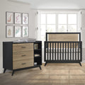 Tulip Juvenile Sissi Convertible Crib with 3 Drawer Dresser Set - Black/Natural Oak Tulip Juvenile