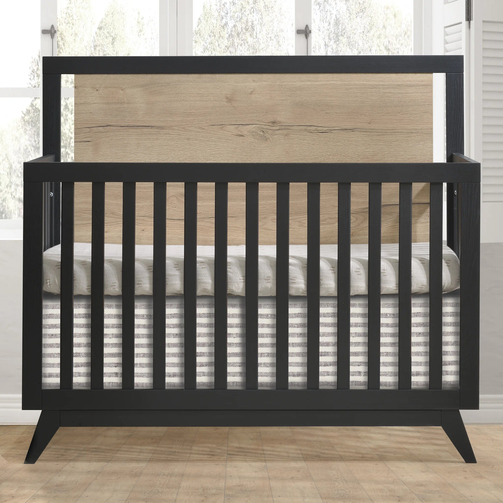 Tulip Juvenile Sissi Convertible Crib with 3 Drawer Dresser Set - Black/Natural Oak Tulip Juvenile