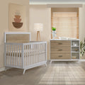 Tulip Juvenile Sissi Convertible Crib and 3 Drawer Dresser Set - White/Natural Oak Tulip Juvenile