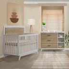 Tulip Juvenile Sissi Convertible Crib and 3 Drawer Dresser Set - White/Natural Oak Tulip Juvenile