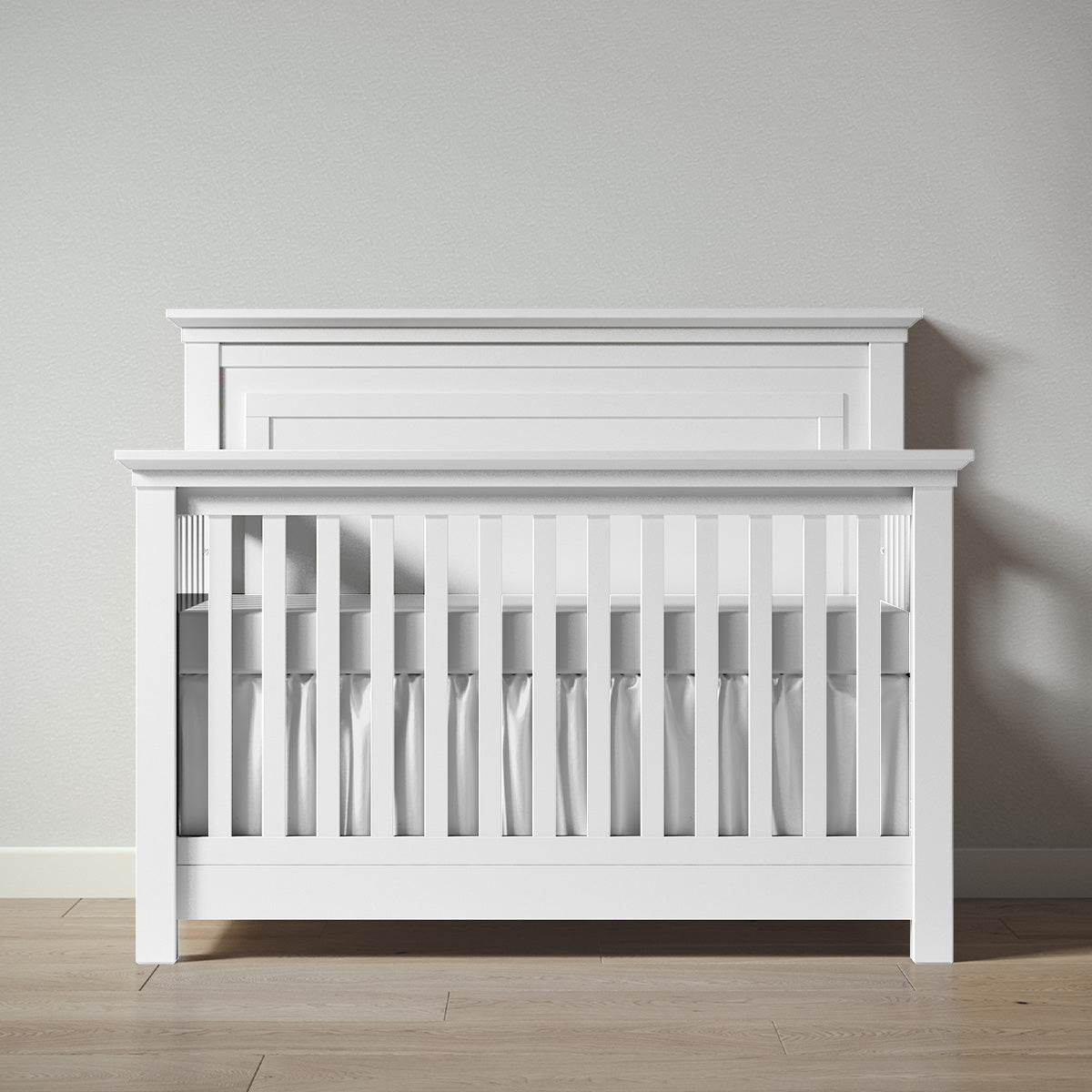 Romina Furniture Karisma Solid Back Convertible Crib - Solid White Romina Furniture