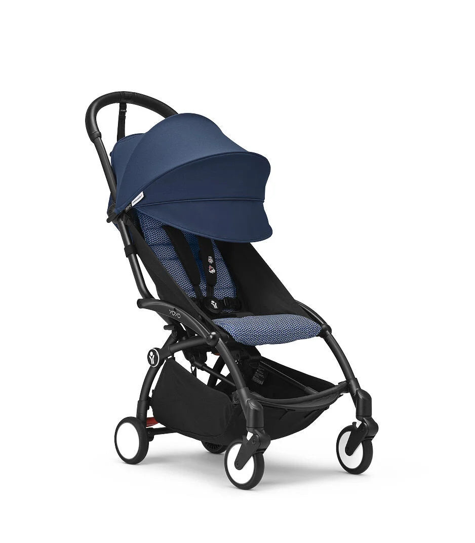 Stokke YOYO³ 6+ Stroller - Black Frame/Air France Blue Fabric Stokke