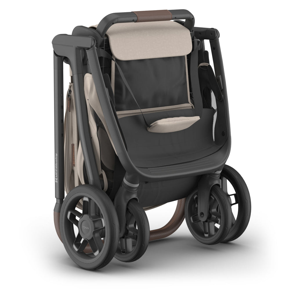 UPPAbaby Kona Stroller - Ada (Sandstone Mélange/Chestnut Leather/Carbon Frame) UPPAbaby