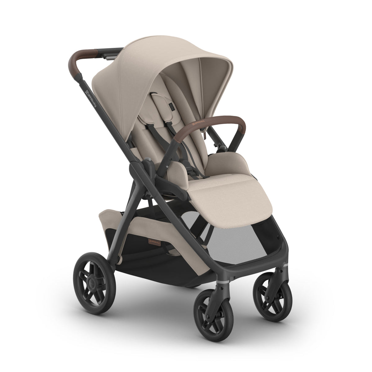 UPPAbaby Kona Stroller - Ada (Sandstone Mélange/Chestnut Leather/Carbon Frame) UPPAbaby